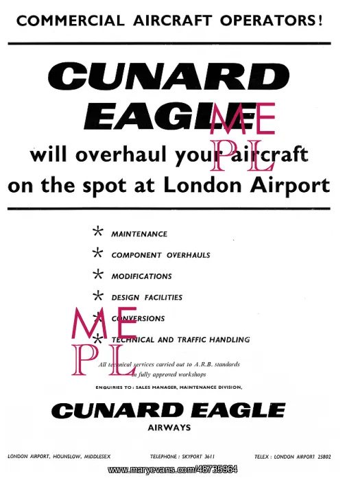 : Cunard Eagle Airways 1961 : Cunard Eagle Airways 1961
