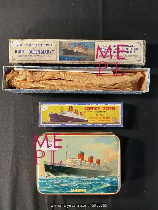: Cunard Line, Queen Mary - three items : Cunard Line, Queen Mary - three items