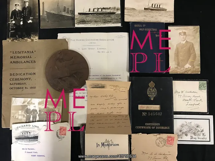 : Cunard Line, RMS Lusitania - assorted items : Cunard Line, RMS Lusitania - assorted items
