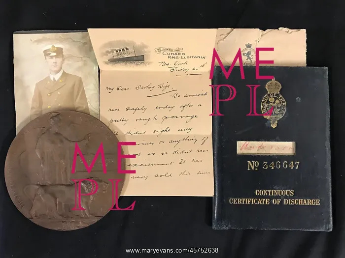 : Cunard Line, RMS Lusitania - assorted items : Cunard Line, RMS Lusitania - assorted items