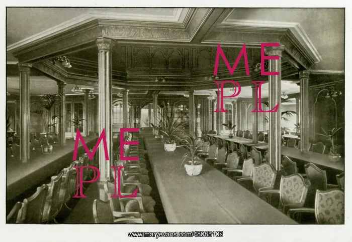 : The Cunard Liner RMS Mauretania - Second Class Dining Saloon : The Cunard Liner RMS Mauretania - Second Class Dining Saloon