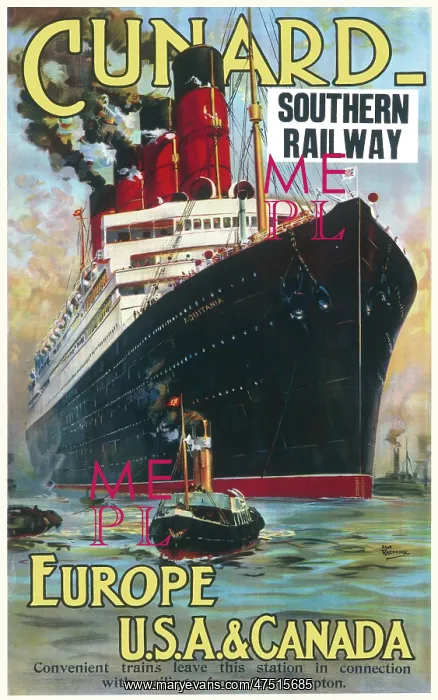 : Cunard travel Poster : Cunard travel Poster