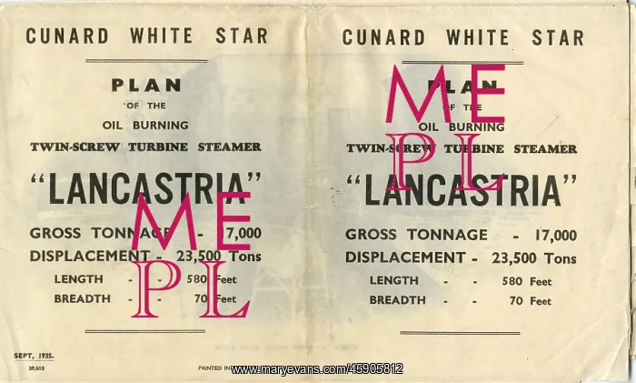 : Cunard White Star, Lancastria deck plan : Cunard White Star, Lancastria deck plan
