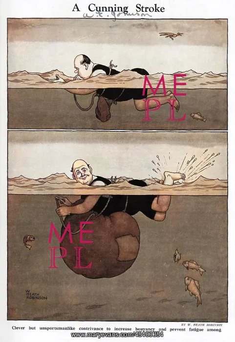 : A cunning stroke by William Heath Robinson : A cunning stroke by William Heath Robinson