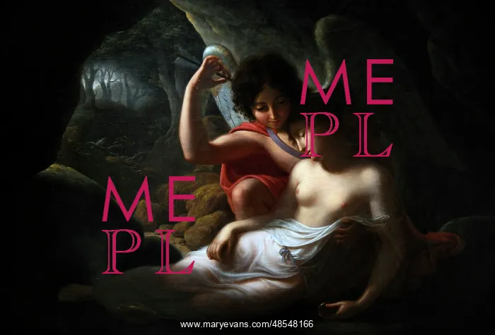 : Cupid awakens Psyche with the tip of his arrow : Cupid awakens Psyche with the tip of his arrow