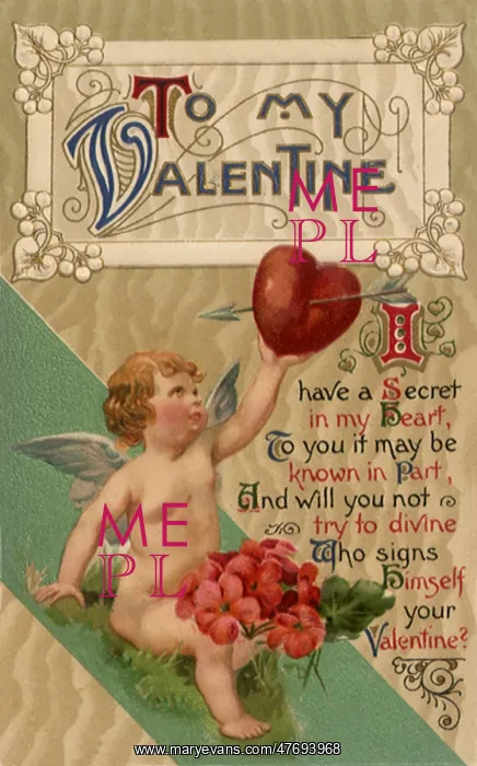  : Cupid holding a large Heart