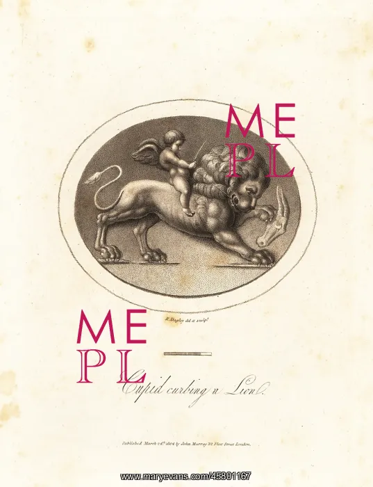 : Cupid, with whip and bridle, mounted on a lion : Cupid, with whip and bridle, mounted on a lion