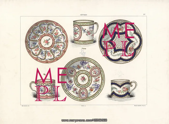: Cups and saucers of the Carree style : Cups and saucers of the Carree style
