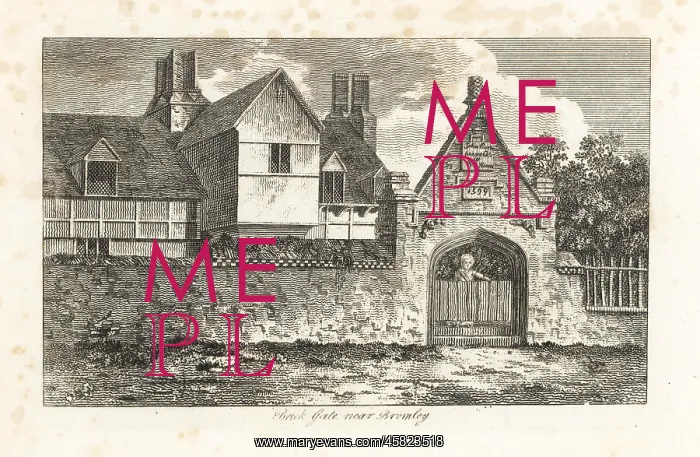 : A curious brick gateway, dated 1599, near Bromley, Kent : A curious brick gateway, dated 1599, near Bromley, Kent