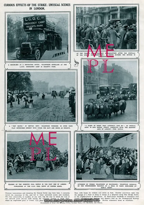 : Curious effects of the strike: Unusual scenes in London 1926 : Curious effects of the strike: Unusual scenes in London 1926