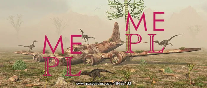 : Curious velociraptors explore the wreckage of a B-17 bomber : Curious velociraptors explore the wreckage of a B-17 bomber