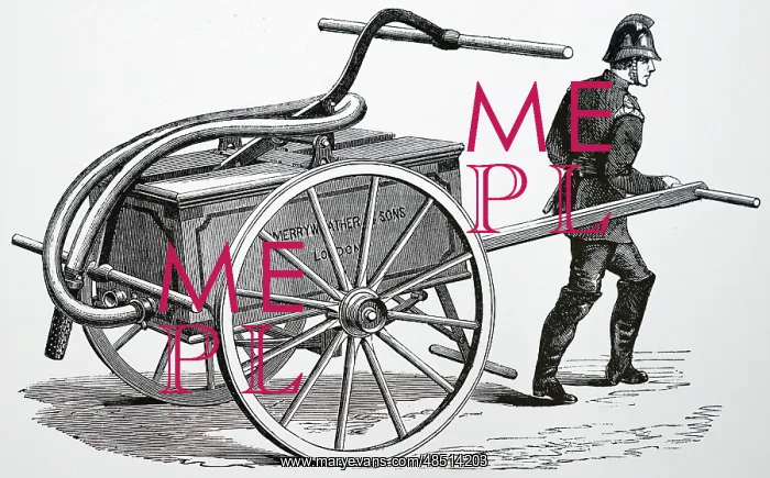 : Curricle fire engine with two pumps operated by a handle : Curricle fire engine with two pumps operated by a handle