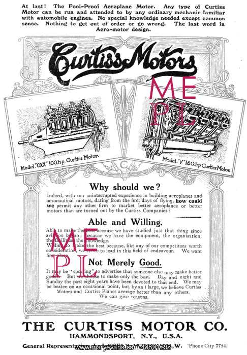 : Curtiss Model OXX 100HP Aero Motor - : Curtiss Model OXX 100HP Aero Motor -