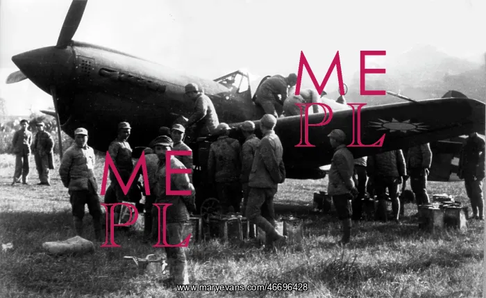 : Curtiss P-40B being manually refuelled of AVG : Curtiss P-40B being manually refuelled of AVG