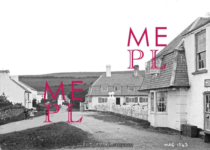 : Cushendun - a view of the buildings and children in the street : Cushendun - a view of the buildings and children in the street