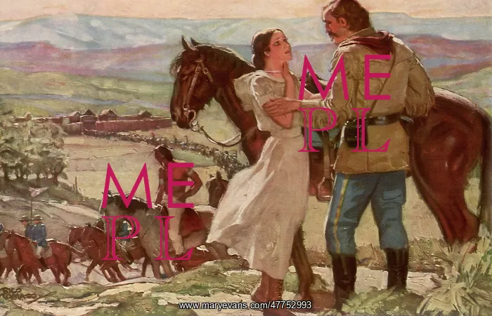 : Custer saying Goodbye to Young Wife : Custer saying Goodbye to Young Wife