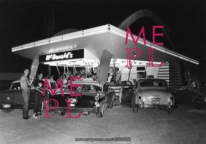 : Customers at a the first McDonald's restaurant ? : Customers at a the first McDonald's restaurant ?
