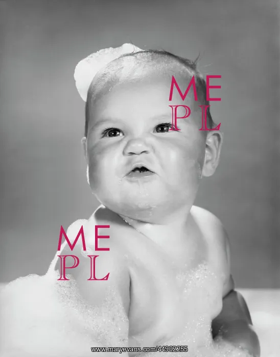 : Cute Pugnacious Baby in Bath Covered in Soap Suds : Cute Pugnacious Baby in Bath Covered in Soap Suds