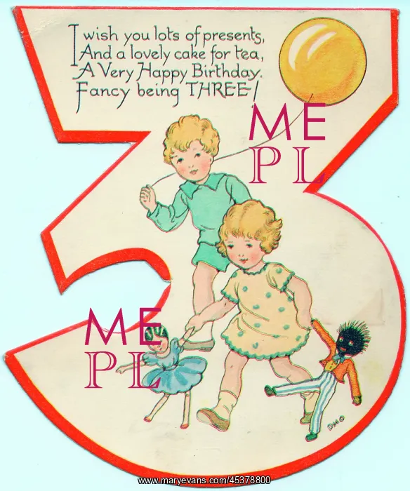 : Cutout birthday card, age 3 : Cutout birthday card, age 3