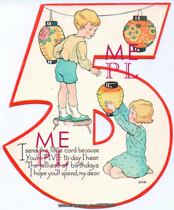 : Cutout birthday card, age 5 : Cutout birthday card, age 5