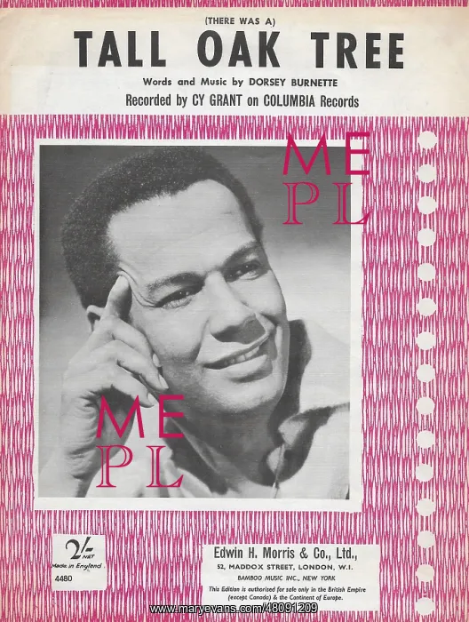 : Cy Grant music sheet for Tall Oak Tree : Cy Grant music sheet for Tall Oak Tree
