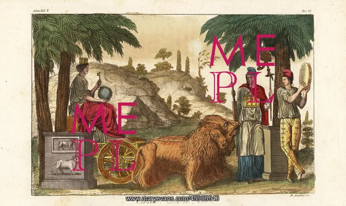 : Cybele, goddess of the Phrygians, in a chariot : Cybele, goddess of the Phrygians, in a chariot