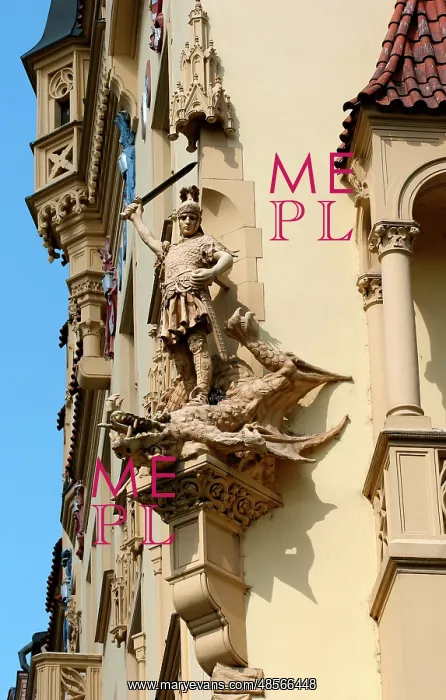  : Czech Republic. Prague. Saint George. Statue. Facade