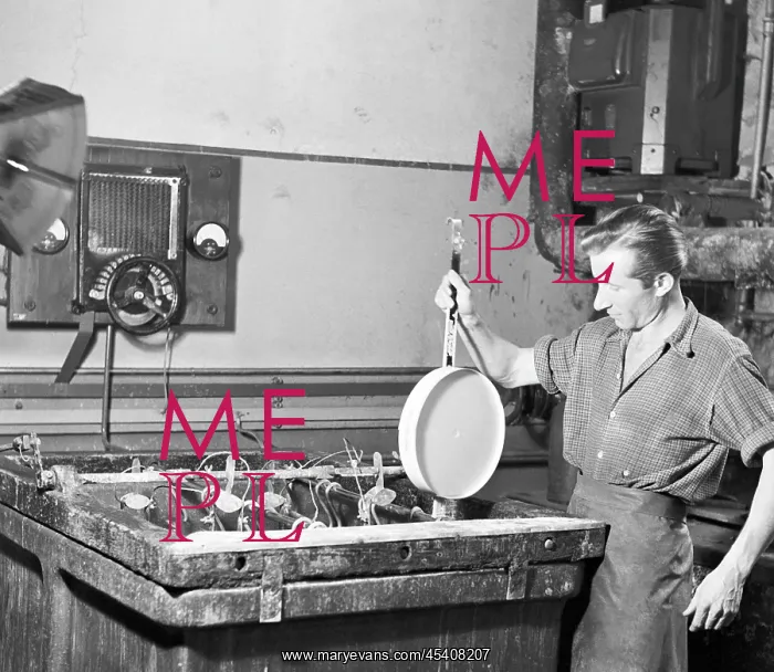 : Czechoslovakia - 1948. Worker at LP record factory : Czechoslovakia - 1948. Worker at LP record factory