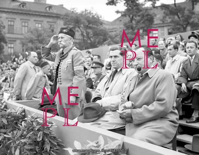 : Sokol. Czechoslovakia - Prague 1948. Sokol Comander Josef truhlad salutes : Sokol. Czechoslovakia - Prague 1948. Sokol Comander Josef truhlad salutes