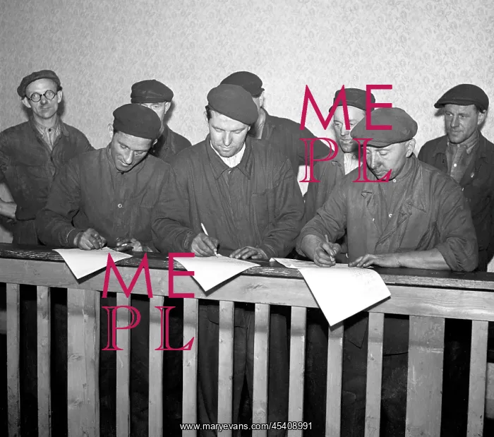 : Czechoslovakia - Prague 1949. Workers sign petition : Czechoslovakia - Prague 1949. Workers sign petition