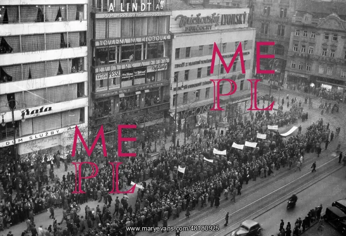 : Czechs protest against the Munich Agreement, 1938 : Czechs protest against the Munich Agreement, 1938