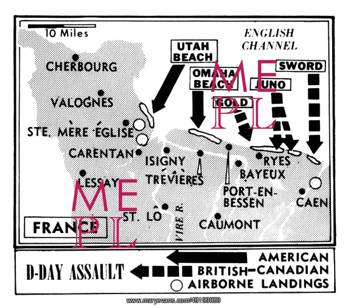 : D-Day, Map detailing Allies invasion of ? : D-Day, Map detailing Allies invasion of ?