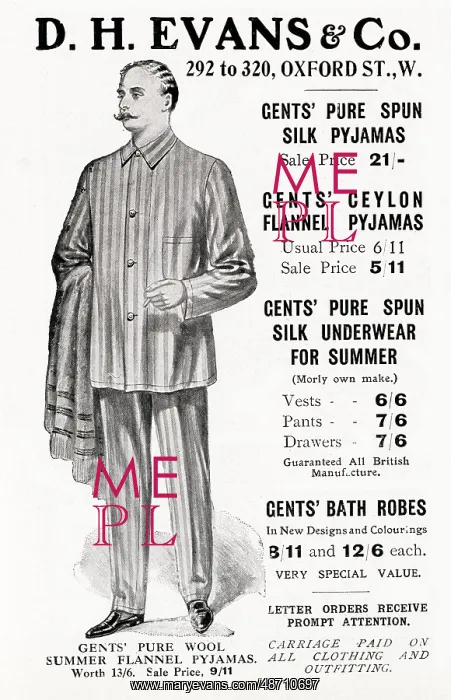 : D. H. Evans advertisement - pyjamas : D. H. Evans advertisement - pyjamas