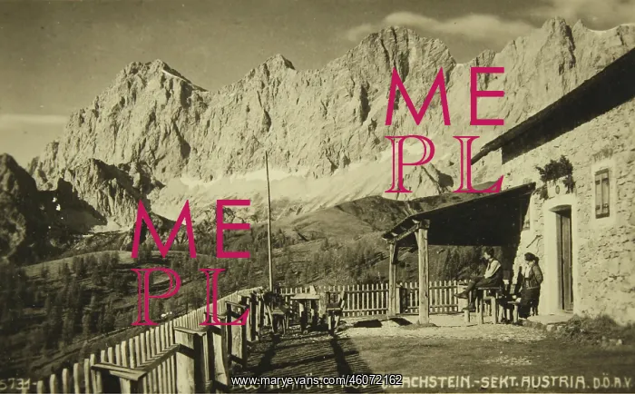 : Dachstein Mountains. Austria-Hutte (1630) with : Dachstein Mountains. Austria-Hutte (1630) with