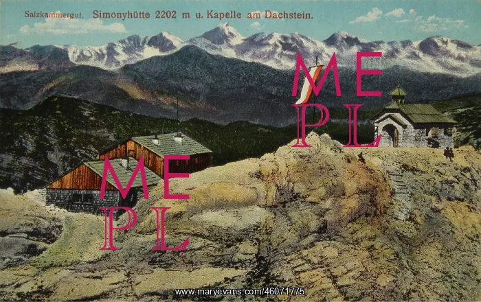 : Dachstein Mountains. Simony hut (2202m) and : Dachstein Mountains. Simony hut (2202m) and
