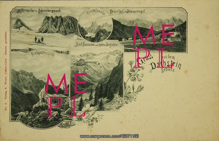 : Dachstein Mountains. Five views. About 1900 : Dachstein Mountains. Five views. About 1900