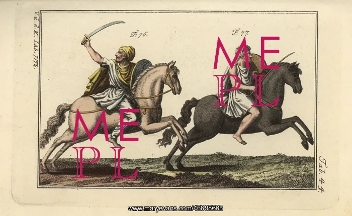 : Dacian cavalry with sabre and shield, and Numidian : Dacian cavalry with sabre and shield, and Numidian