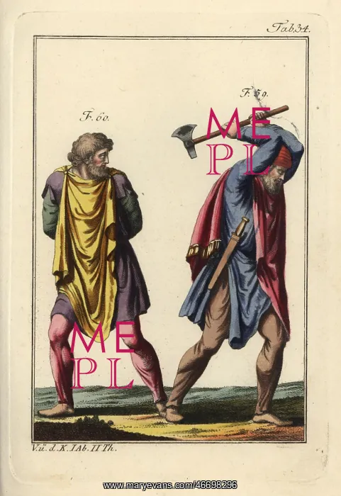 : Dacian warrior with axe and a German captive : Dacian warrior with axe and a German captive
