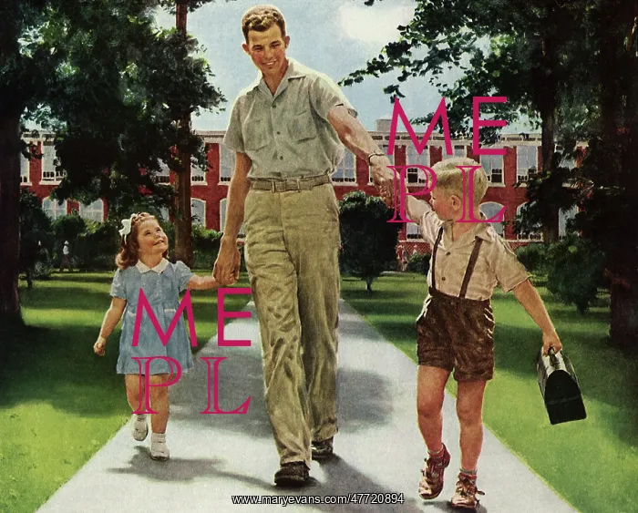 : Dad and Kids Leave School : Dad and Kids Leave School
