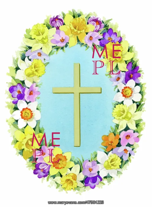 : Daffodils and Crocuses around a Cross : Daffodils and Crocuses around a Cross