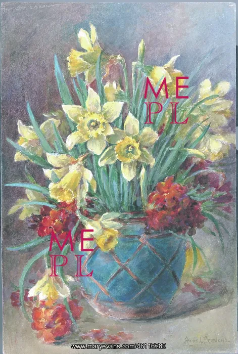 : Daffodils and wall flowers'. Flowers in vase : Daffodils and wall flowers'. Flowers in vase