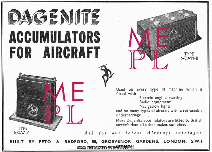 : Dagenite Accumulators For Aircraft - Battery : Dagenite Accumulators For Aircraft - Battery