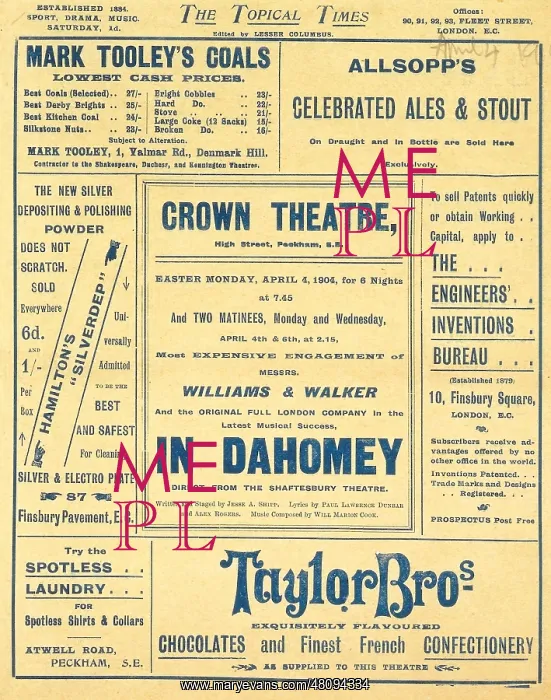 : In Dahomey at the Crown Theatre in Peckham : In Dahomey at the Crown Theatre in Peckham