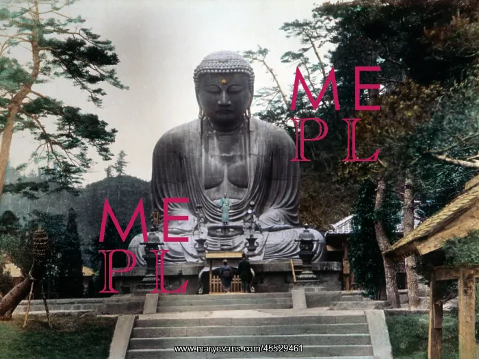 : Daibutsu. Hand Colored Albumen Photograph of the Great Bronze Buddha : Daibutsu. Hand Colored Albumen Photograph of the Great Bronze Buddha