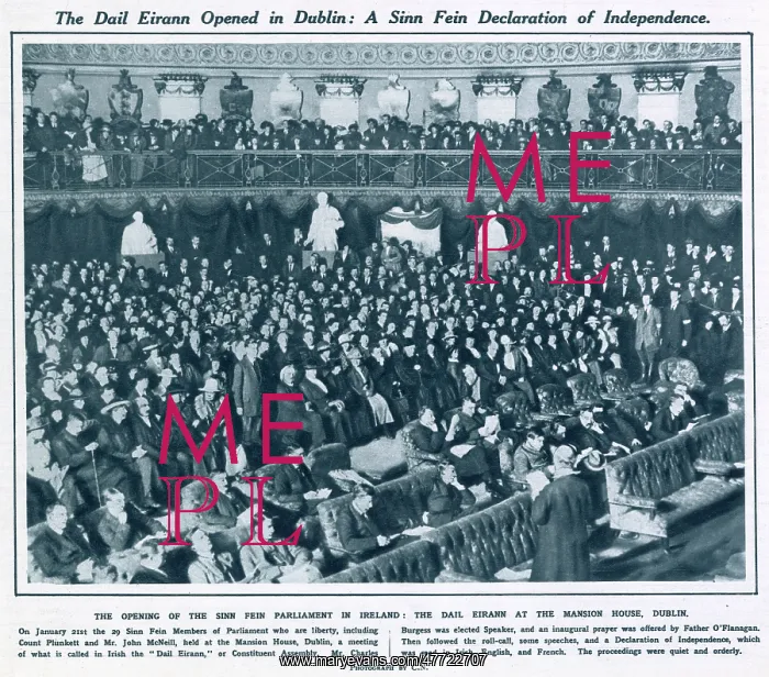 : Dail Eirann opened in Dublin - Sinn Fein declaration : Dail Eirann opened in Dublin - Sinn Fein declaration