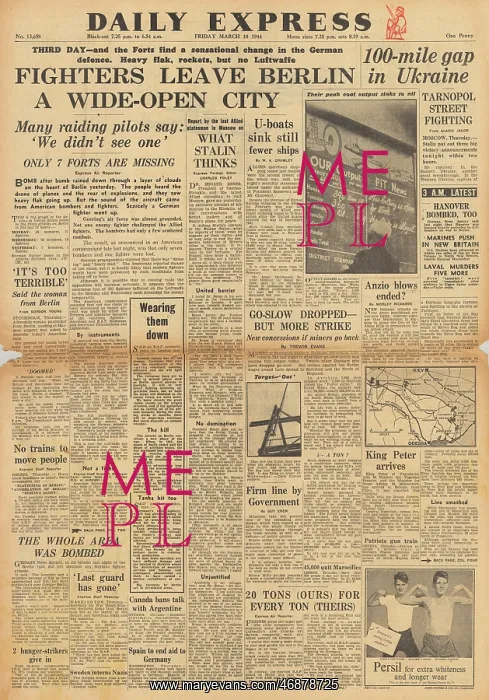 : Daily Express front page Allied bombers attack Berlin : Daily Express front page Allied bombers attack Berlin