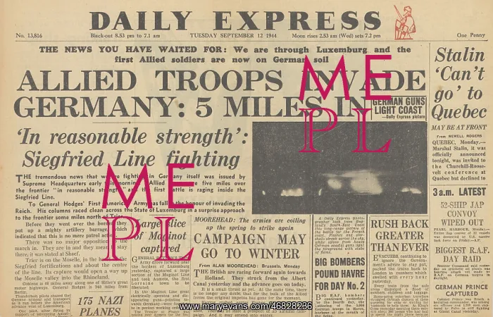 : Daily Express front page Allied troops invade Germany : Daily Express front page Allied troops invade Germany