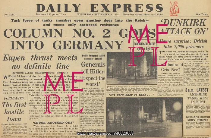 : Daily Express front page Allied troops invade Germany : Daily Express front page Allied troops invade Germany