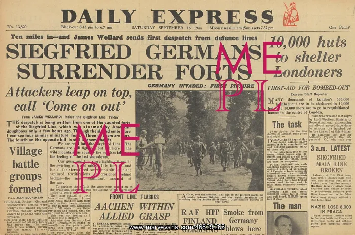 : Daily Express front page Allies battle for Aachen : Daily Express front page Allies battle for Aachen