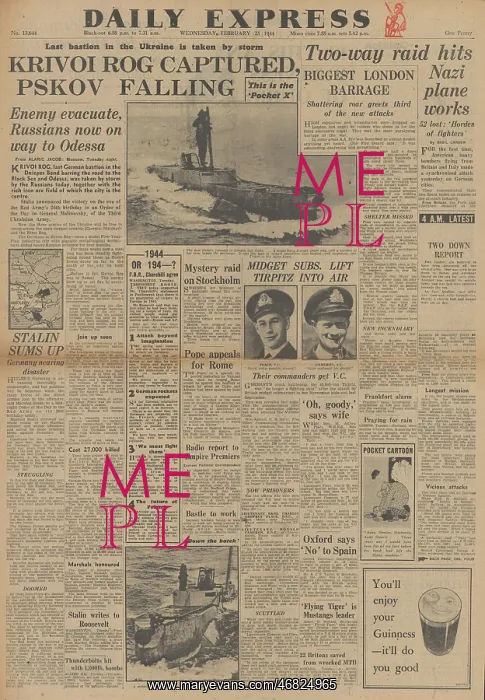 : Daily Express front page Allies bomb Germany : Daily Express front page Allies bomb Germany